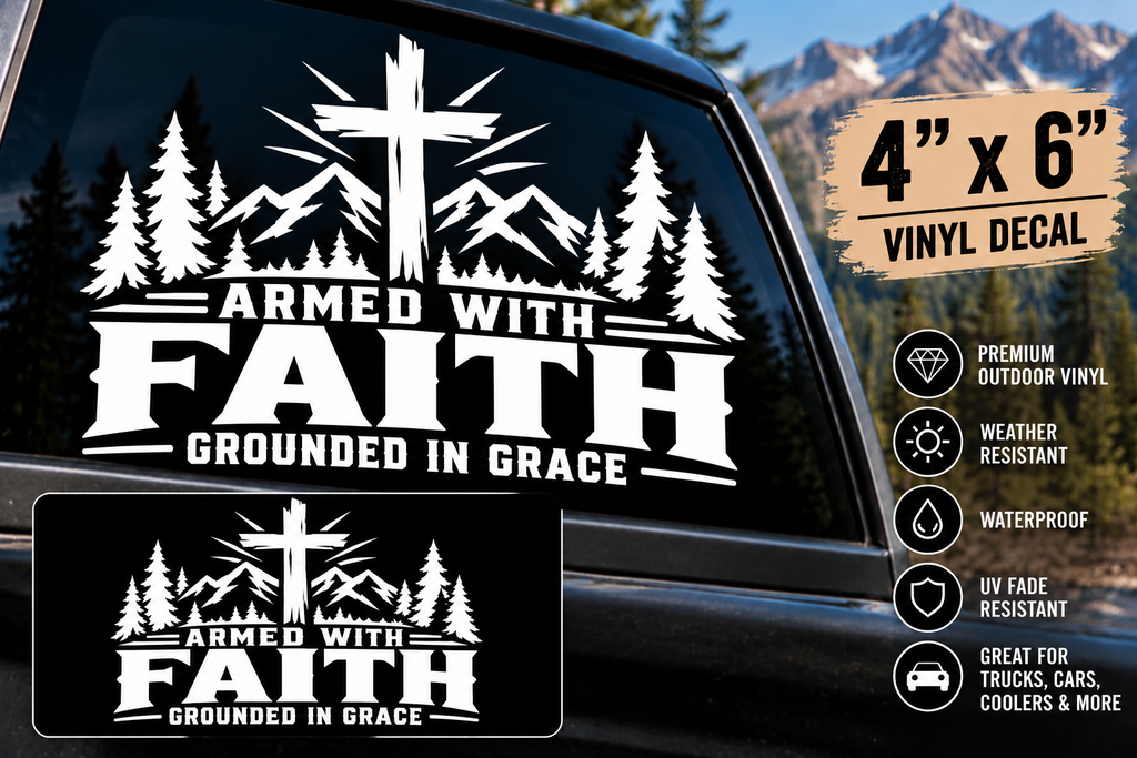 Armed With Faith Grounded in Grace vinyl decal cover