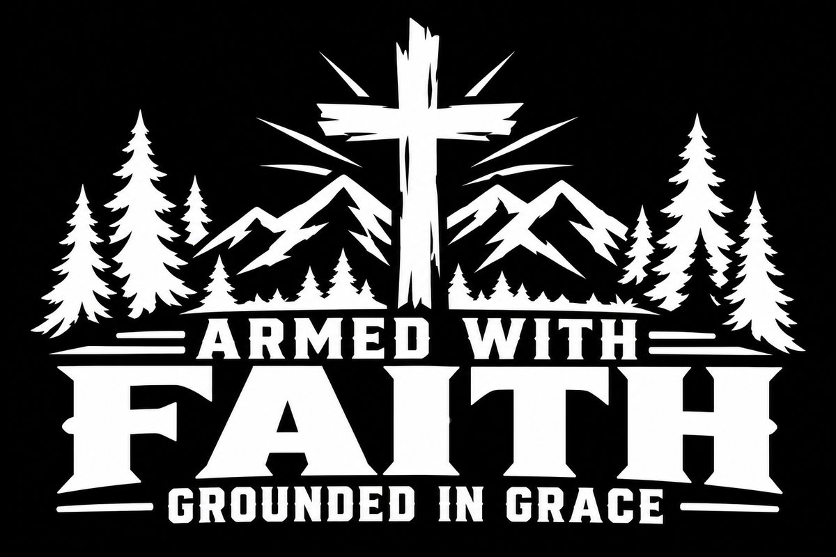 Armed With Faith Grounded in Grace individual white sticker artwork