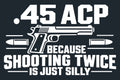 White .45 ACP vinyl decal displayed against dark background — digital preview
