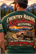 Digital mockup Country Roads forest green shirt male back