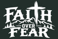 Faith Over Fear white vinyl decal digital preview on dark green background