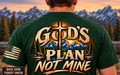 God's Plan Not Mine forest green T-shirt back-view digital mockup
