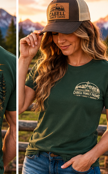 Digital mockup Saved Not Soft forest green shirt female front