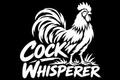 White Cock Whisperer rooster vinyl decal on black background