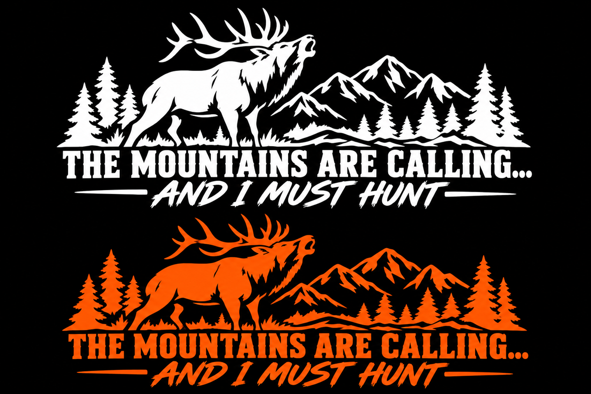 White and hunter orange bull elk hunting decal color options